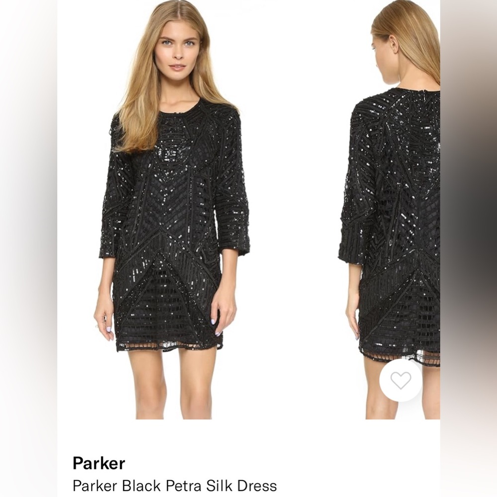 Parker Black Petra Silk Dress. Sz 6.